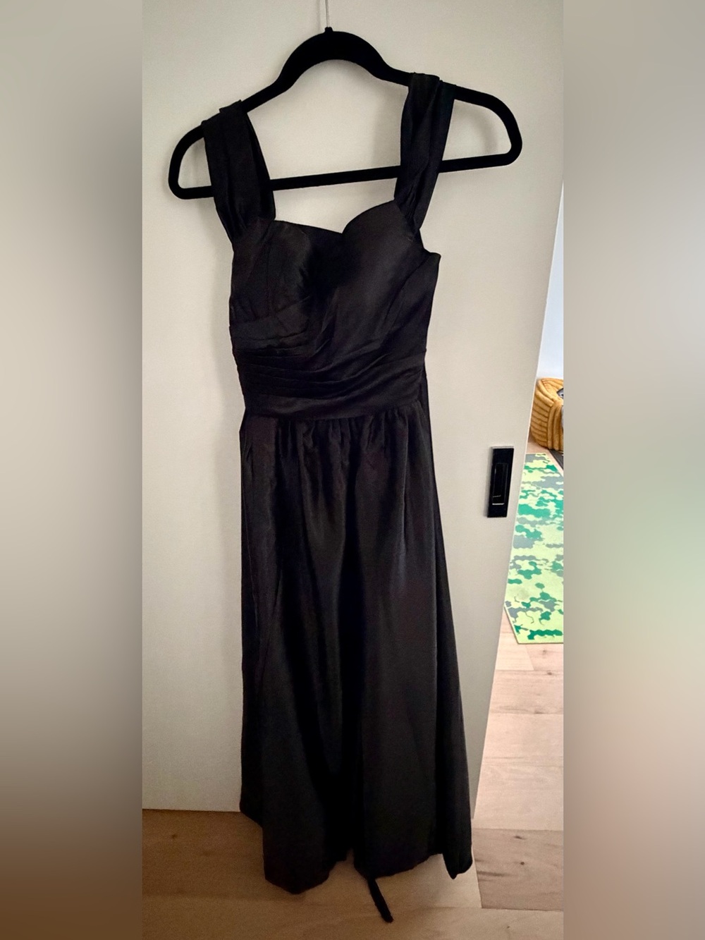 Amazon Black Satin Maxi Dress with Wide Straps